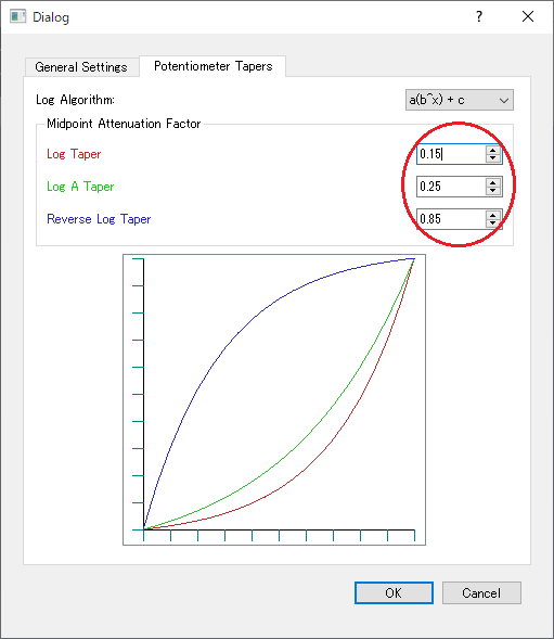 Potentiometer Tapers Dialog